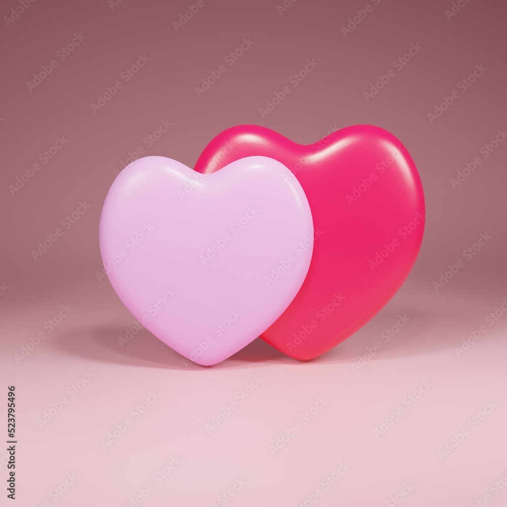 3d render podium for product display with pink background and two hearts 3d render podium for product display with pink background and two hearts