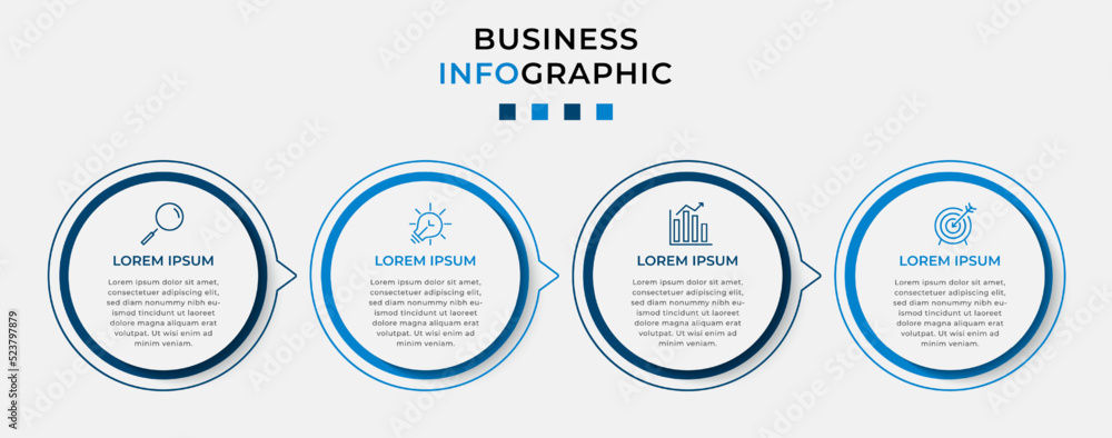 Vector Infographic design business template with icons and 4 options or steps. Can be used for process diagram, presentations, workflow layout, banner, flow chart, info graph Vector Infographic design business template with icons and 4 options or steps. Can be used for process diagram, presentations, workflow layout, banner, flow chart, info graph