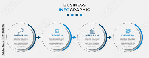 Vector Infographic design business template with icons and 4 options or steps. Can be used for process diagram, presentations, workflow layout, banner, flow chart, info graph