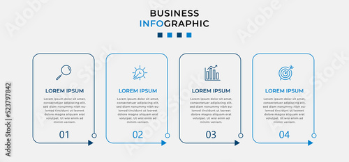 Vector Infographic design business template with icons and 4 options or steps. Can be used for process diagram, presentations, workflow layout, banner, flow chart, info graph