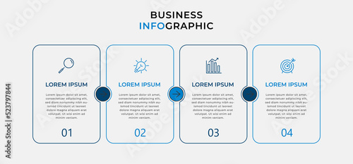 Vector Infographic design business template with icons and 4 options or steps. Can be used for process diagram, presentations, workflow layout, banner, flow chart, info graph
