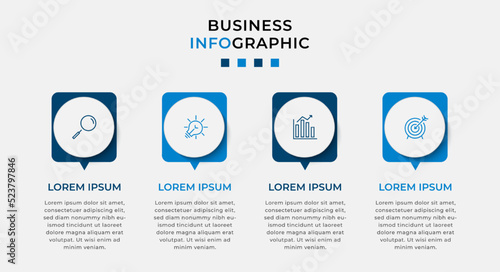 Vector Infographic design business template with icons and 4 options or steps. Can be used for process diagram, presentations, workflow layout, banner, flow chart, info graph