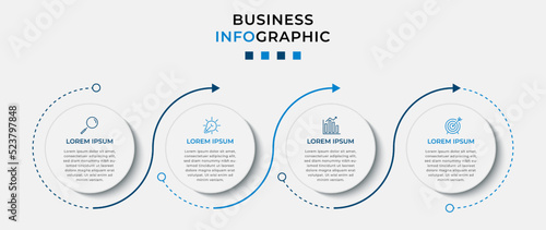 Vector Infographic design business template with icons and 4 options or steps. Can be used for process diagram, presentations, workflow layout, banner, flow chart, info graph