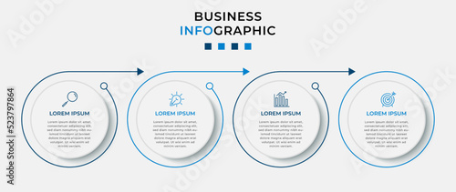 Vector Infographic design business template with icons and 4 options or steps. Can be used for process diagram, presentations, workflow layout, banner, flow chart, info graph