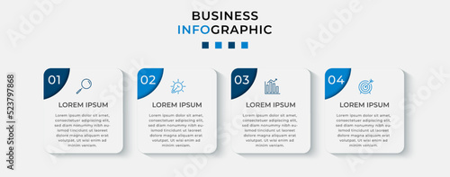 Vector Infographic design business template with icons and 4 options or steps. Can be used for process diagram, presentations, workflow layout, banner, flow chart, info graph