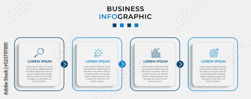 Vector Infographic design business template with icons and 4 options or steps. Can be used for process diagram, presentations, workflow layout, banner, flow chart, info graph
