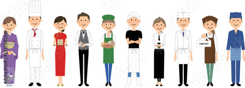 飲食店で働く人々