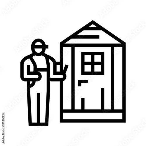 shed installation repair line icon vector illustration