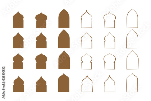 Set of Arabian Arches. Jharokha vector Illustration. Window architecture Illustration. Line art arch Illustration. Rajasthani Jharokha and arches.