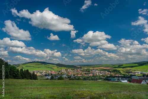 Tvrdosin town from hill in summer hot color day