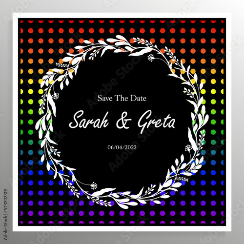 Invitation design for a gay or lesbian wedding. Vector template for card, poster.