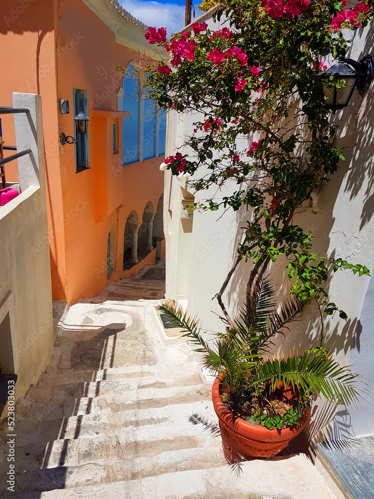 Naklejka premium andros island andros city in greece