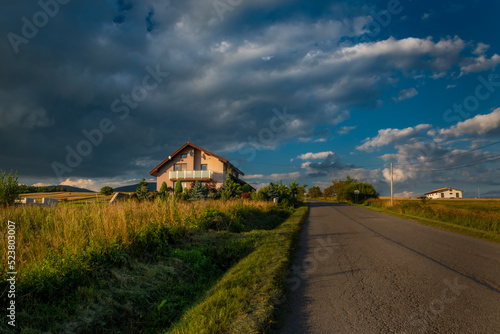 Summer sunny beautiful evening near Oravska Polhora village in Slovakia
