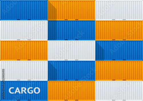 Shipping Cargo Containers Background Card. Vector