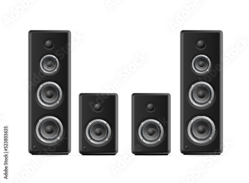 Realistic Detailed 3d Sound System Concept. Vector