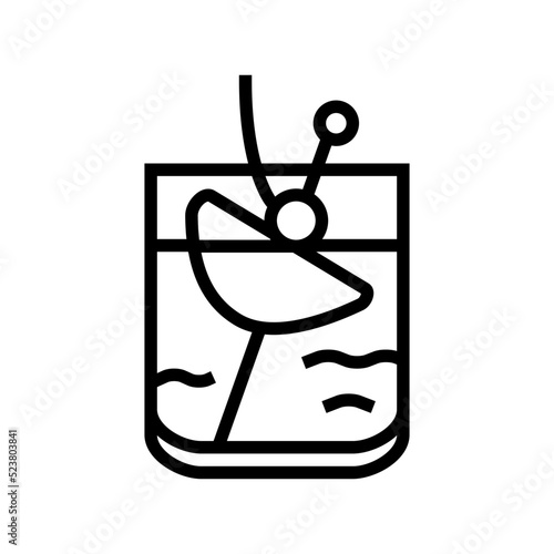 whiskey sour cocktail glass drink line icon vector illustration