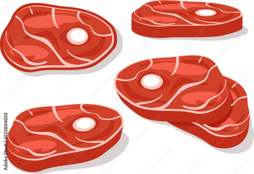 Meat steaks set close-up on a white background. Meat steaks set close-up on a white background.