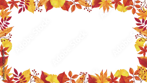 秋の鮮やか紅葉フレーム背景