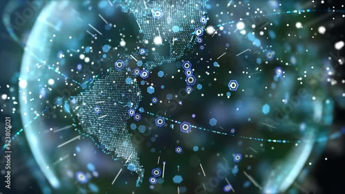 Global network connection covering the earth with lines of innovative concept. Concept of 5G wireless digital connection and future in the internet of things. Elements of this image furnished by NASA