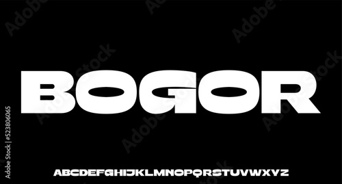unique fat expanded modern font alphabetical vector set	

