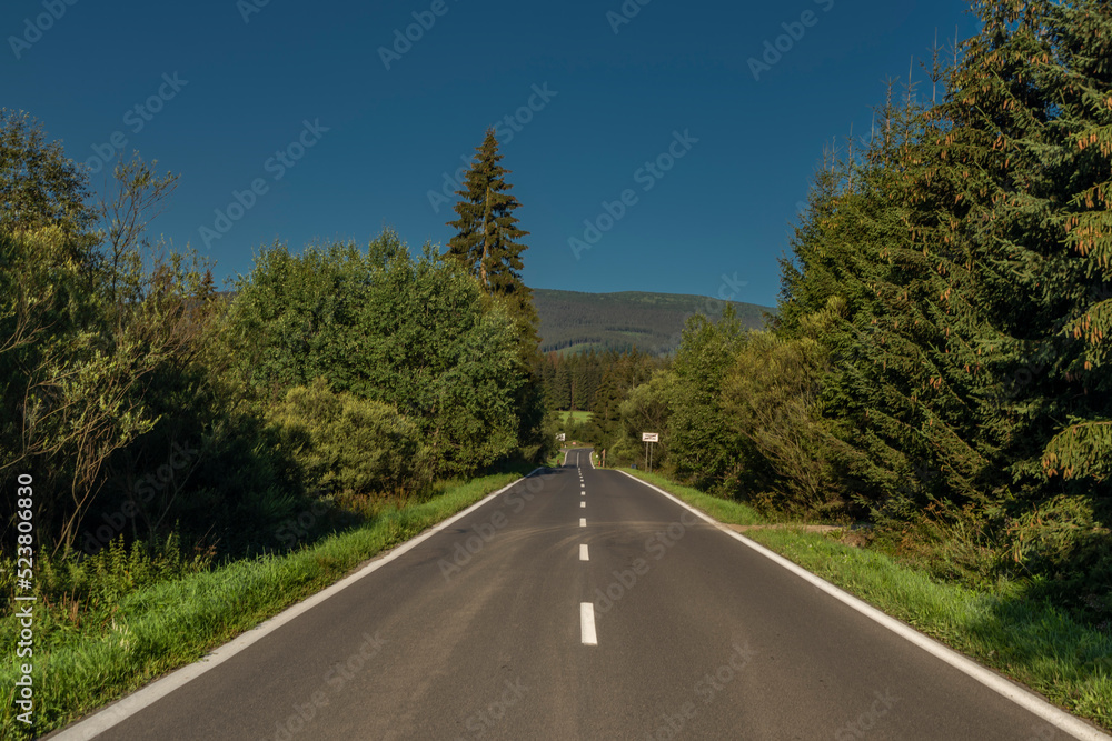 Naklejka premium Summer Slovakia morning on road to border of Poland