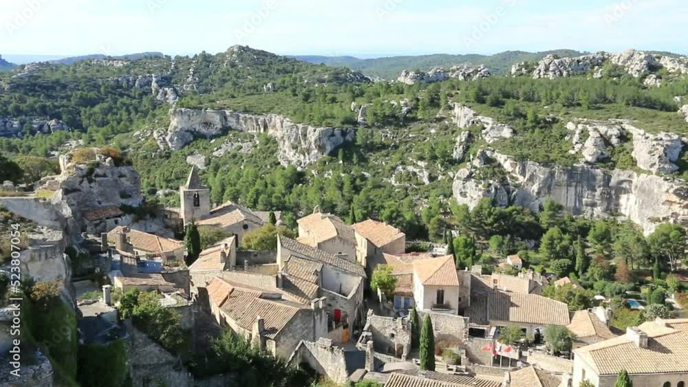 Vue aérienne du village médiéval des Baux-de-Provence. Bouches-du-Rhône. France.
Vue aérienne du village médiéval des Baux-de-Provence. Bouches-du-Rhône. France.