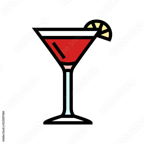 cosmopolitan cocktail glass drink color icon vector illustration