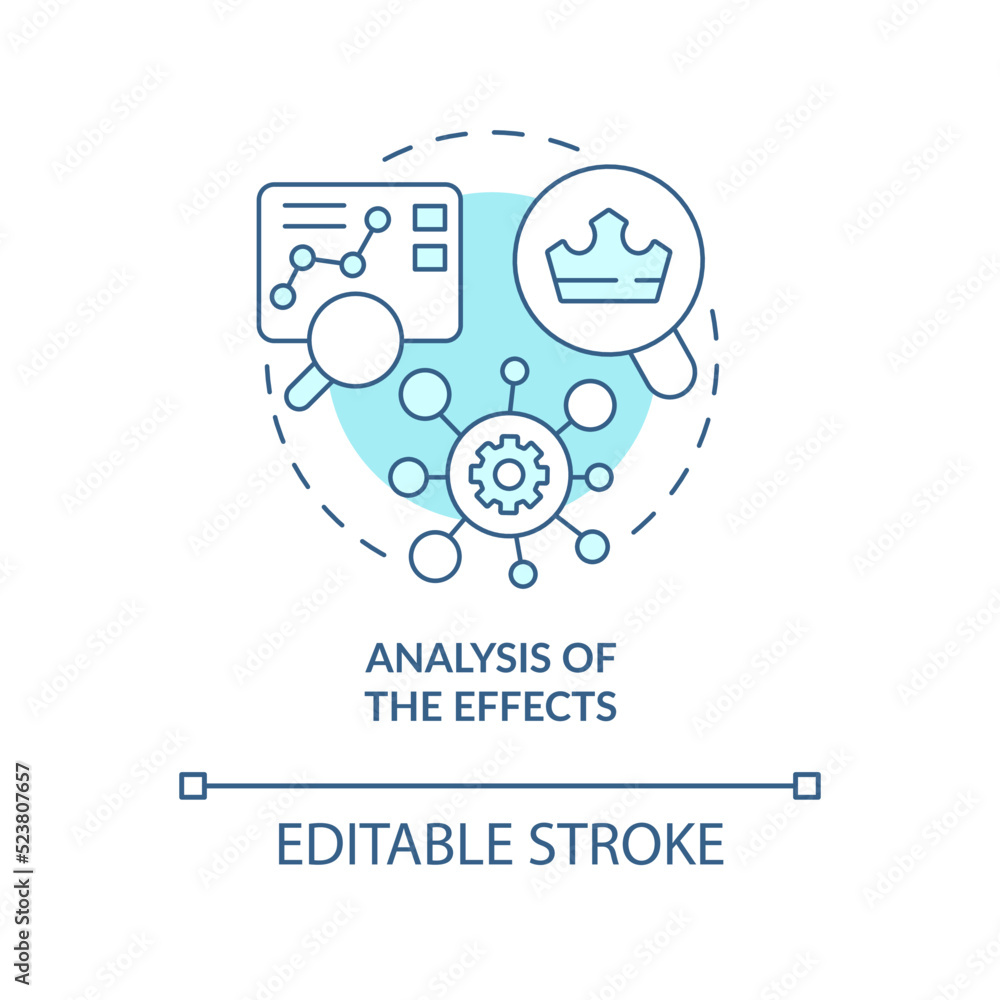 Analysis of effects turquoise concept icon. Impact forecast. Trends management abstract idea thin line illustration. Isolated outline drawing. Editable stroke. Arial, Myriad Pro-Bold fonts used Analysis of effects turquoise concept icon. Impact forecast. Trends management abstract idea thin line illustration. Isolated outline drawing. Editable stroke. Arial, Myriad Pro-Bold fonts used
