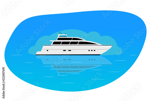 Vector image of the yacht. A large boat for sea and ocean navigation. A walk by the sea in the early morning. Vector Illustration. EPS 10 © Studiomiracle