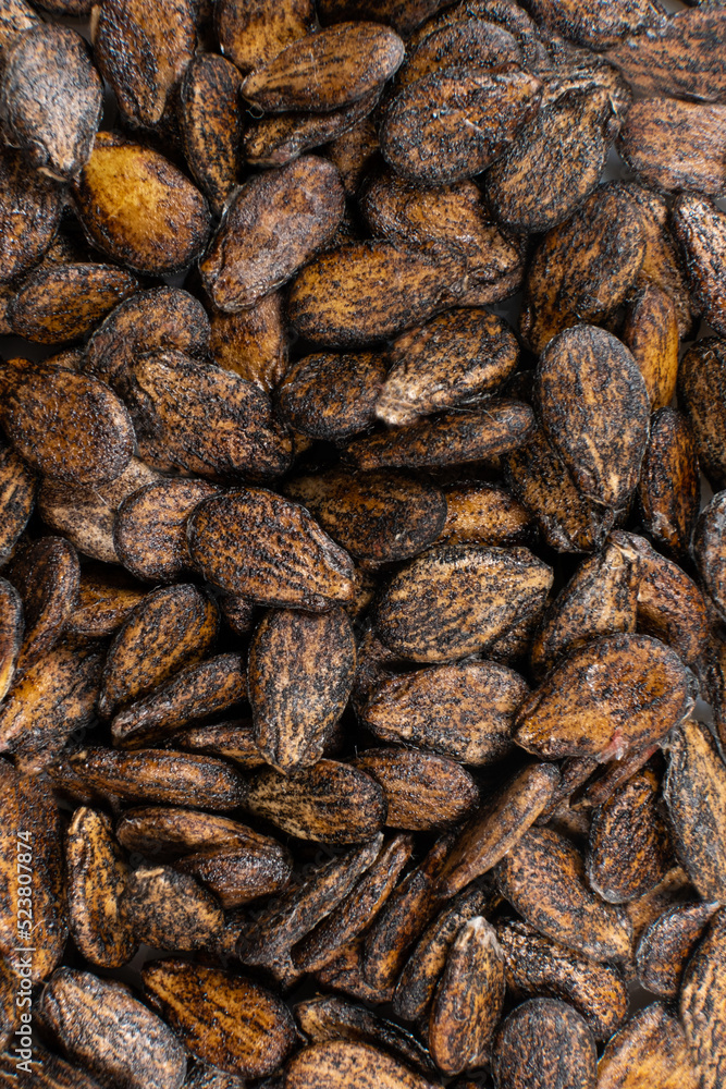 Macro photo of dried watermelon seeds, top view Macro photo of dried watermelon seeds, top view