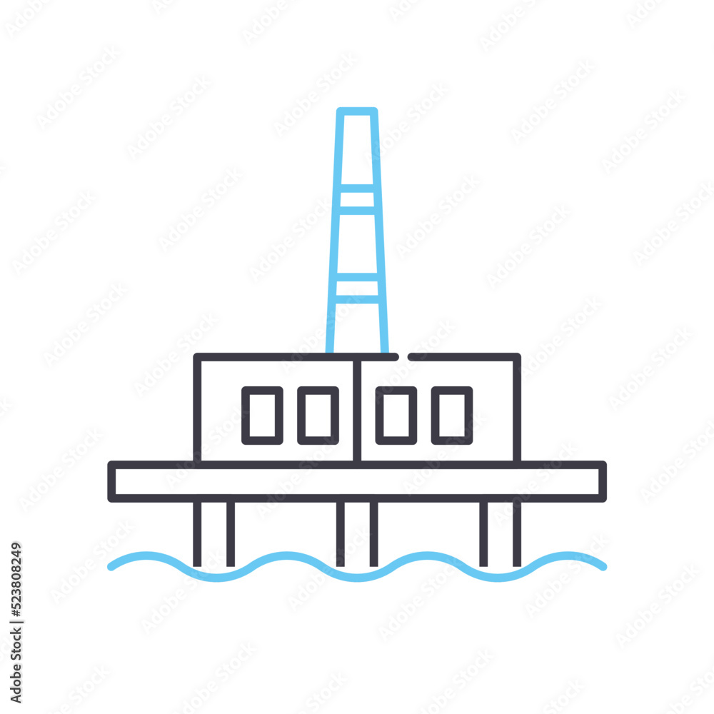 offshore oil platform line icon, outline symbol, vector illustration, concept sign