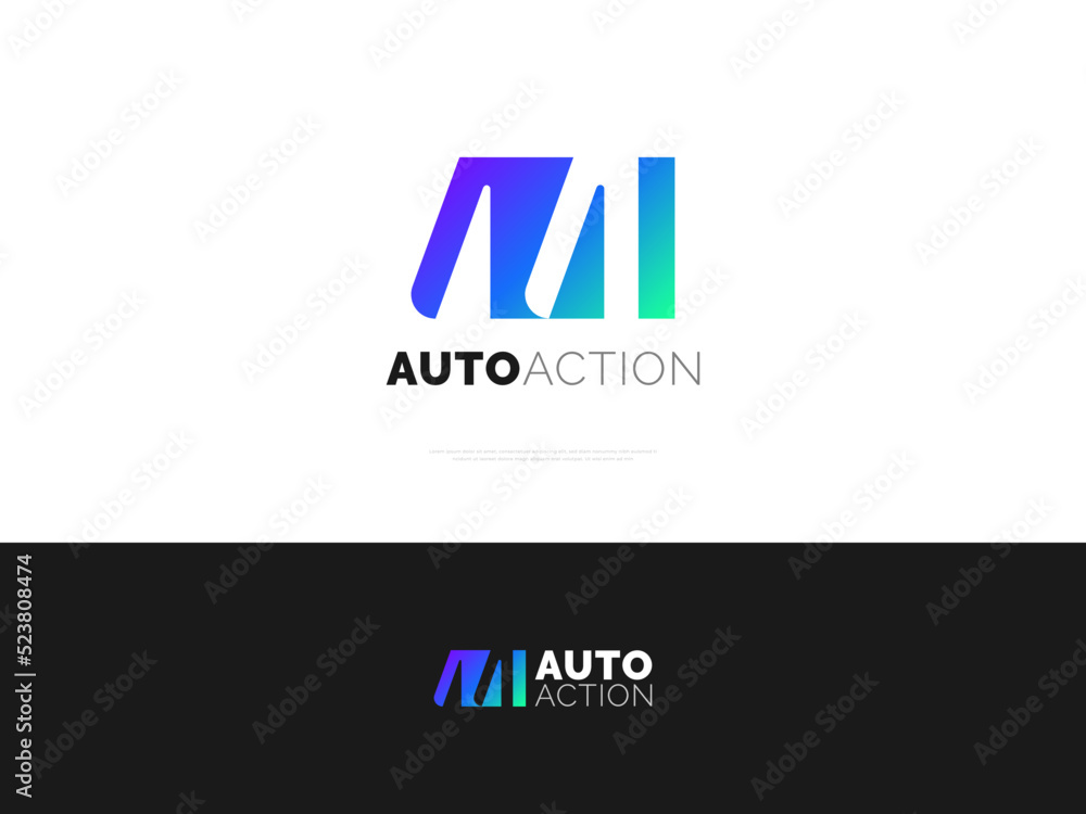 Fototapeta premium AA Initial Logo Design with Negative Space and Colorful Gradient Concept. Letter AA Logo with Connect and Linked Style