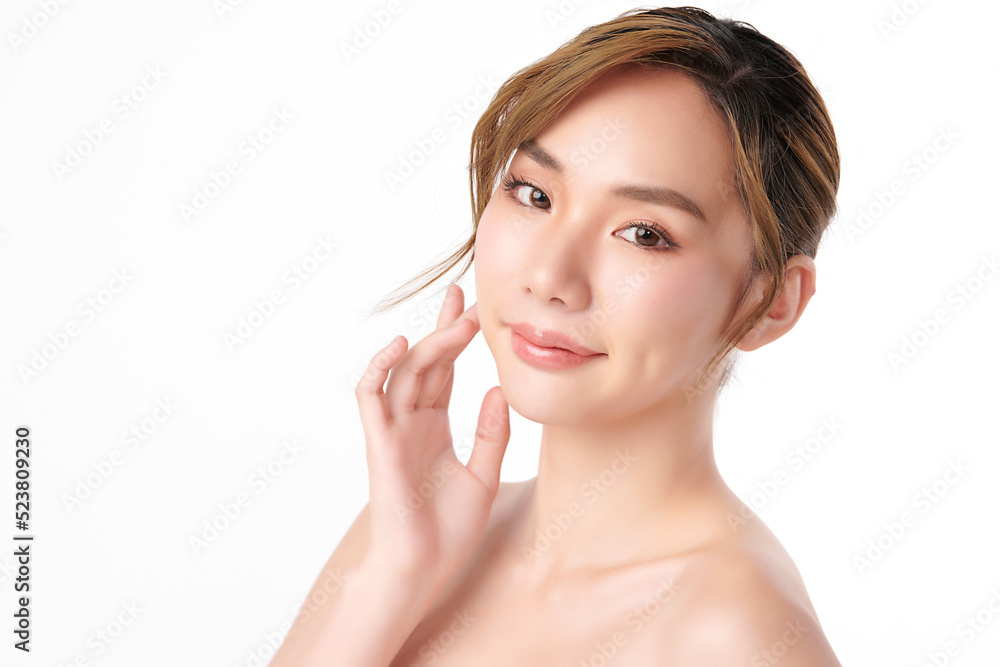Beautiful young asian woman with clean fresh skin on white background, Face care, Facial treatment, Cosmetology, beauty and spa, Asian women portrait. Beautiful young asian woman with clean fresh skin on white background, Face care, Facial treatment, Cosmetology, beauty and spa, Asian women portrait.