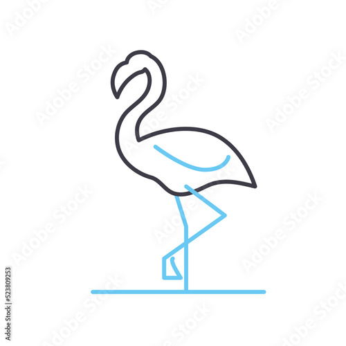flamingo line icon, outline symbol, vector illustration, concept sign