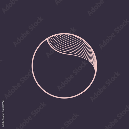 Letter O logo. Alphabet initial. Lettering sign isolated on dark background. Decorative style icon for brand identity. Elegant, beauty, spa circle frame font monogram. Leaf, petal lines.
