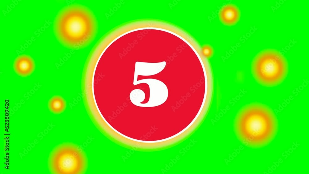 10 seconds countdown timer icon animation, isolated white number on red ...