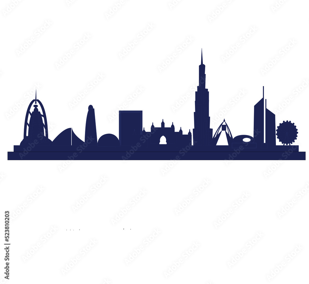 city skyline OF Dubai silhouette