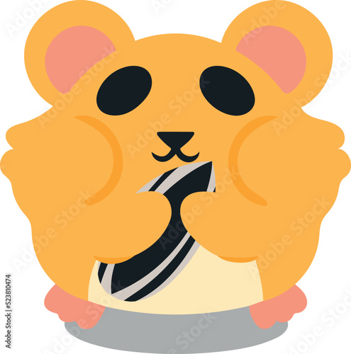 Cute hamster with seed. Cartoon hamster. Vector illustration isolated on white background. Image for use as design element in various products