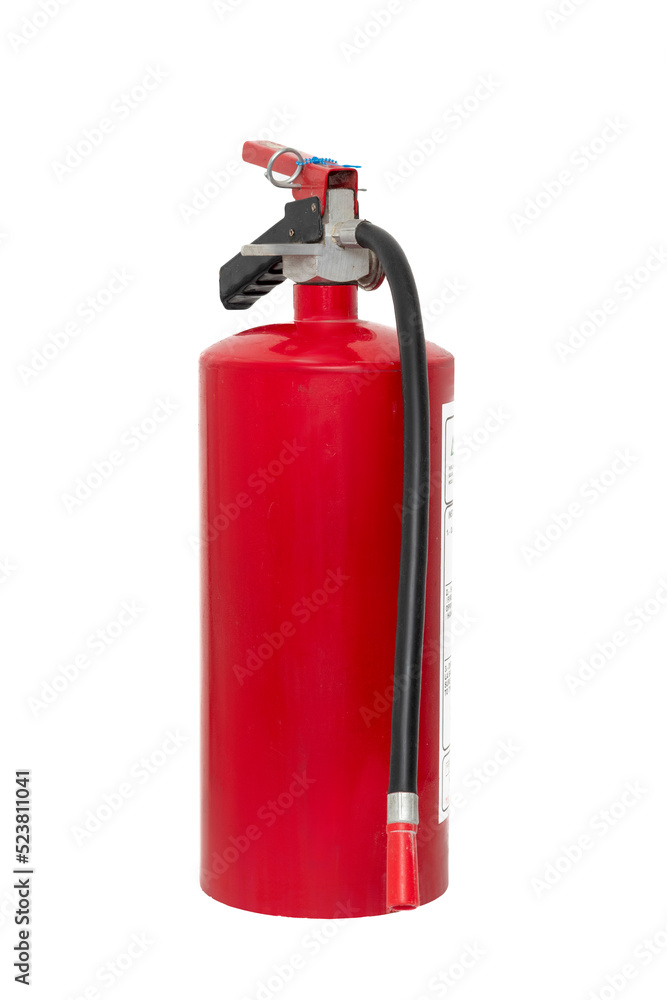 Red fire extinguisher, without label and with white background Red fire extinguisher, without label and with white background