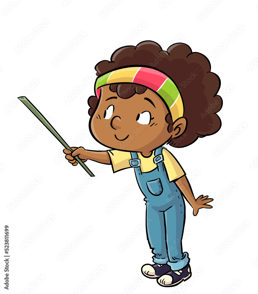 Illustration Of African American Girl Pointing With A Pointer Stock イラスト Adobe Stock