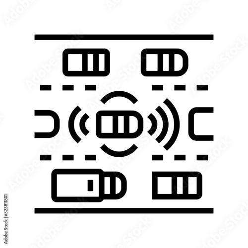 road sensing self vehicle line icon vector illustration
