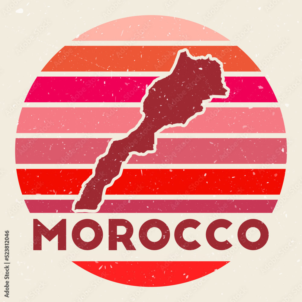 Morocco logo. Sign with the map of country and colored stripes, vector ...