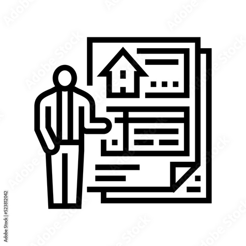 subcontractor bids interior design line icon vector illustration