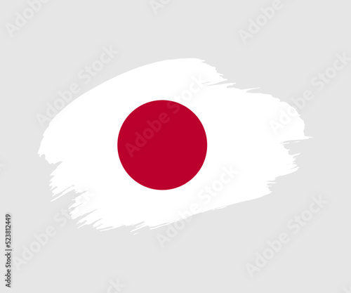 Abstract creative painted grunge brush flag of Japan country with background