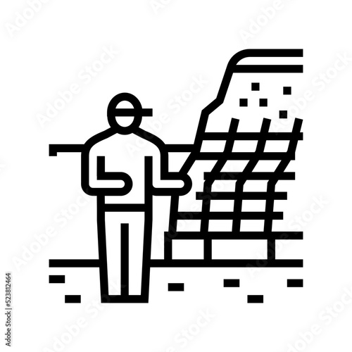 retaining wall installation repair line icon vector illustration