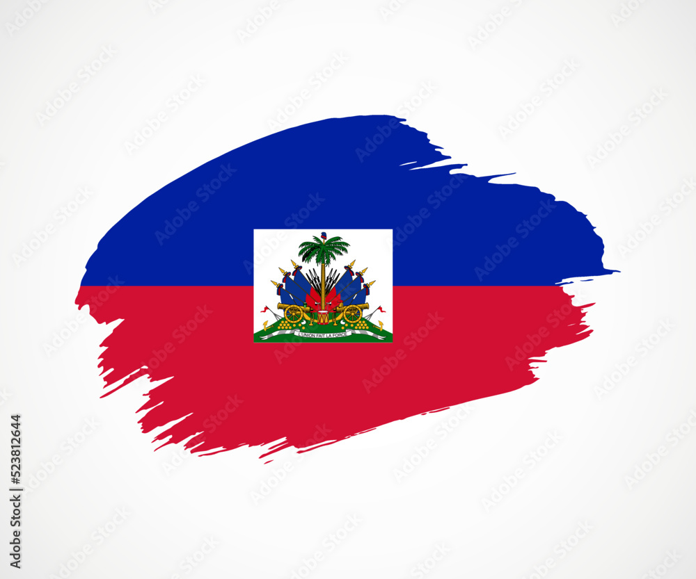 Naklejka premium Abstract creative painted grunge brush flag of Haiti country with background