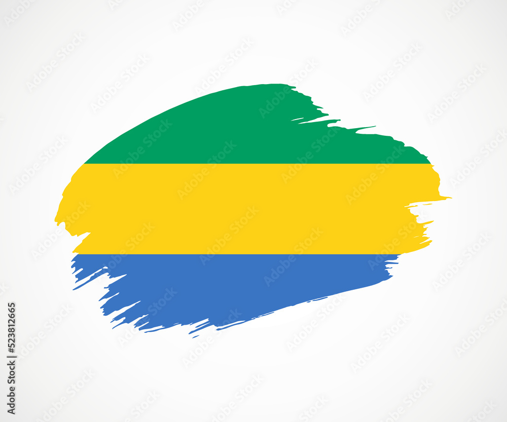 Abstract creative painted grunge brush flag of Gabon country with background Abstract creative painted grunge brush flag of Gabon country with background