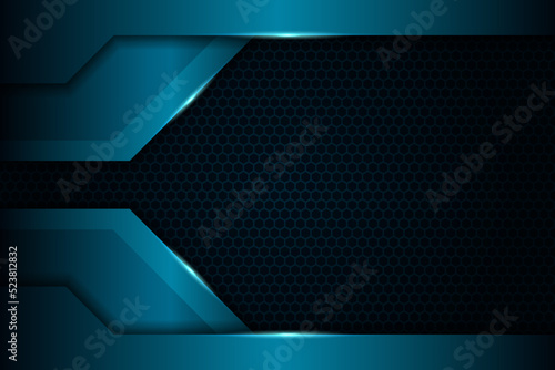 Abstract Realistic Modern Technology Glowing Blue Metallic Background Frame Template