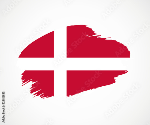 Abstract creative painted grunge brush flag of Denmark country with background