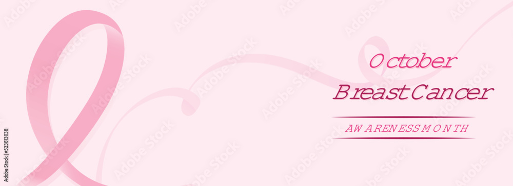 Breast Cancer Awareness Month with Pink Ribbon Symbol Banner or Header. Breast Cancer Awareness Month with Pink Ribbon Symbol Banner or Header.